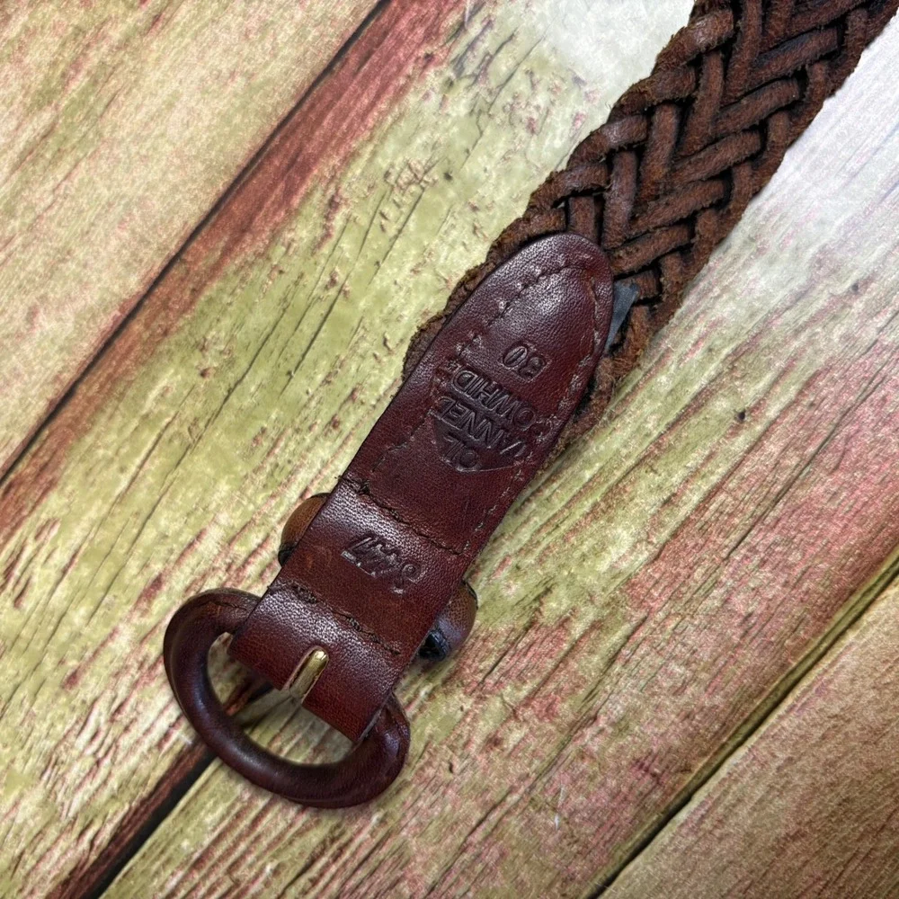 Vintage Braided Leather Belt Oil Tanned Cowhide Dark Brown Boho Western Size 30